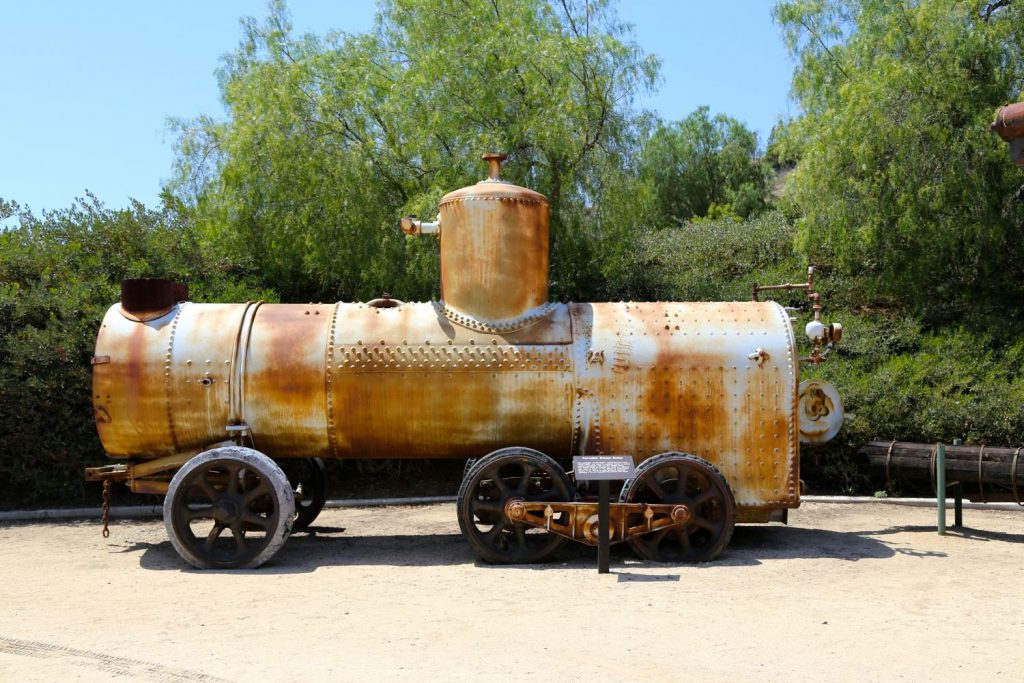 Portable Steam Boiler on display outside the Olinda Oil Museum Field House.