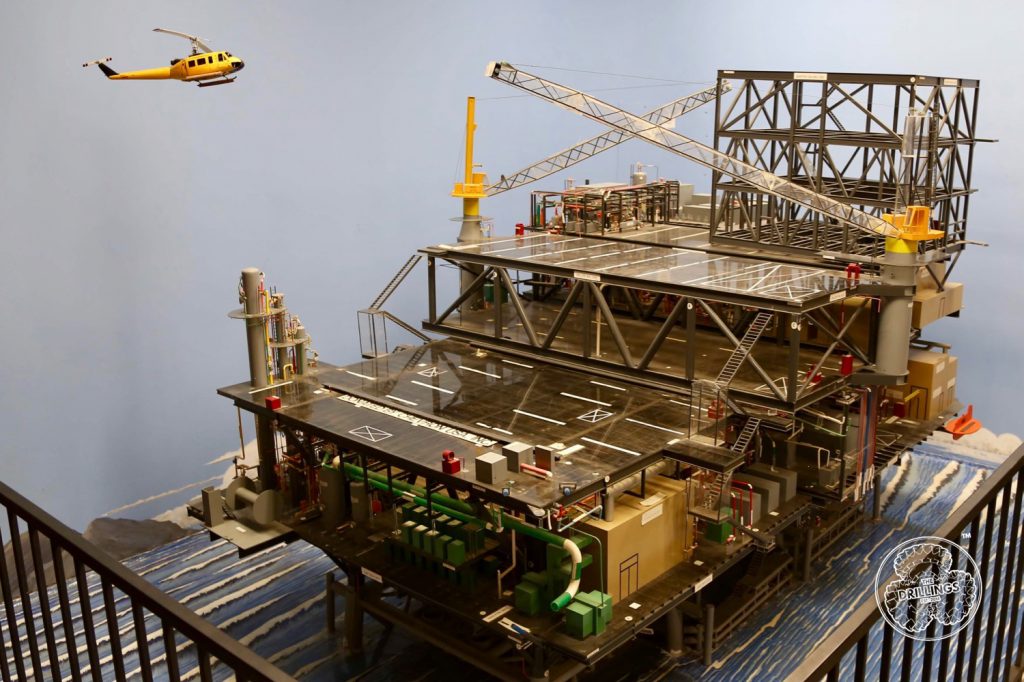 Offshore oil platform diorama.